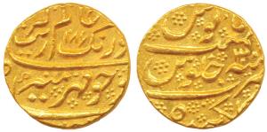 Aurangzeb, Gold Mohur, 10.96g, Golkonda Mint, AH 1086/30, near complete mint name at botto