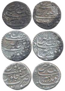 Aurangzeb, Silver Rupee (3), Aurangabad Mint, AH 1087/20; Khambayat Mint; Solapur Mint, AH