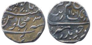 Aurangzeb, Silver Rupee, Kanji Mint, AH 1106/3x, small counter-mark on rev. Very Fine, Ver