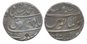 Muhammad Shah, Silver Rupee, Kankurti Mint, RY 16, a small counter-mark of a Nagphani or S