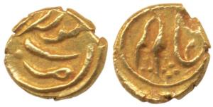 Alamgir II, Gold Fanam, 0.38g, Kolar Mint, with clear mint name on rev. Very Fine+, Scarce