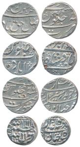 Silver ½ Rupee (4), Shah Jahan, Surat Mint; Aurangzeb, Surat Mint; Farrukhsiyar, Surat Min