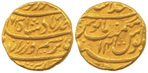 Ahmed Shah (AH 1160-1186, 1747-1772 AD), Gold Mohur, 10.8g, Shahjahanabad Mint, AH X173/14