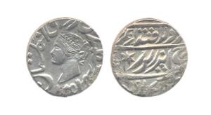 Jaswant Singh (AH 1269-1311, 1853-1893 AD), Silver Rupee, with the name of Queen Victoria,