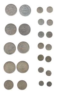 Deshalji, Khengarji and Vijayarajji, Silver (12), 5 Koris (4), 21/2 Koris and Kori (7), va