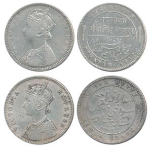 Alwar and Bikaner, Silver Rupee (2), with the name and portrait of Victoria, 1880 and 1892
