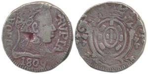 Goa, Joao, Silver Rupia, 1809 (KM 219). About Very Fine, Rare.