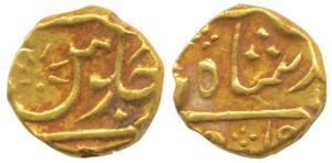 Gold Rupee or 1/15 Mohur, 0.78g, in the name of Shah Alam II, Surat Mint. Very Fine+, Rare