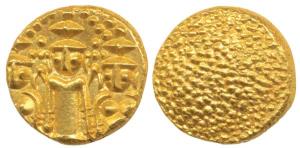 3 Swami Gold Pagoda, 3.4g,Tirupati Balaji in the centre, flanked by his wives Shri Devi an