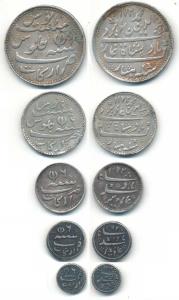 Arkat Mint, Silver Rupee, 1/2, 1/4, 1/8 and 1/16 Rupee, in the name of Alamgir II, 1172/6,