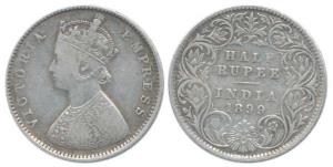 Victoria Empress, Silver ½ Rupee, 1899, Bombay Mint, A / I / inverted ’B’ incuse. Very Fin