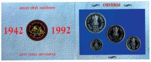 1993 Proof Set, Quit India Movement, set of 4, Rupee 1 to 100. In immaculate condition, wi