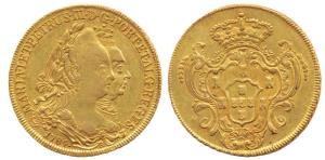 Brazil, Gold 6400 Reis, 14.36g, 1784, bust of Maria I & Pedro III on obv., locally known a