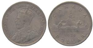 Canada, George V, Silver Dollar, 1936. Very Fine, Rare.