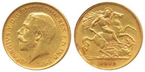 Great Britain, George V, Gold ½ Sovereign, 4g, 1912 (KM 819). Very Fine+, Scarce.