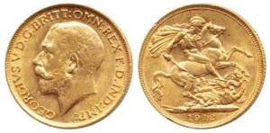 Great Britain, George V, Gold Sovereign, 8g, 1912. Extremely Fine.