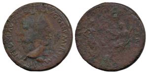 Romans, Nero, Copper Unit, 22.82g, portrait of the Roman Emperor to left on obv. Fine+, Sc