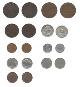 Assorted lot of Foreign coins: Silver (4), Copper (5), Various countries, types and denomi