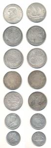 Assorted lot, Australia, 1 Florin, 2 Shillings; China Dollar; Egypt, 20 Piastres (2), Saud