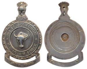 Indian Air Force, Silver Cap Badge, No. 12 Squadron, a Yak in center (the squadron’s call 