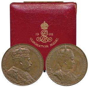 Coronation Medal of Edward VII, Bronze, 80.78g, bust of the Emperor to right on obv., bust