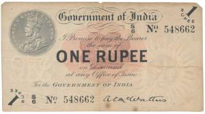 George V, Rupee 1, 1st issue, 1917, signed A. C. Mc Watters, open star watermark, (J&R 1.2