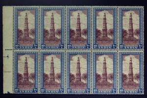 1949, Archaeological Series, Rs.10, purple brown and deep blue, Phila#D18a, block of 10. M