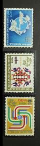 1974, Centenary of UPU, set of 3 Stamps, Phila#614-16, Specimen with value obliterated by 