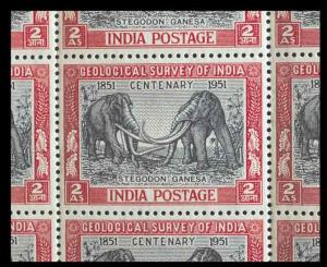 1951, Centenary of Geological Survey of India, 2a, Phila# 298, Complete Sheet of 128 Stamp