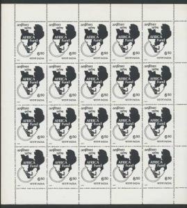 1987, Inauguration of AFRICA Fund, FV 6.50Rs, Phila#1061, complete sheet of 20 stamps. Fin