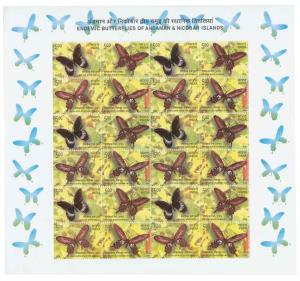 2008, Butterflies of Andaman and Nicobar, set of 5 Sheetlets, Phila#SL85-89. Fine.