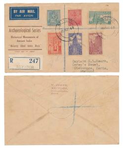1949, Registered Air Mail, Private FDC, of Archaeological Series 6 value PT#949.1.4, to En
