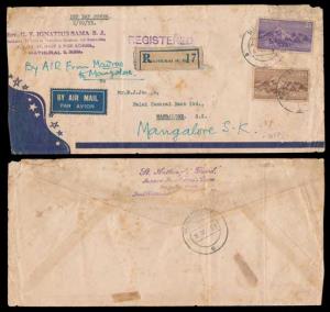 1953, Registered Private FDC, 2 value Mt. Everest bearing Mathurai first day of issue CDS 
