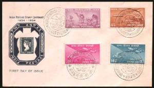 1954, Stamp Centenary Private FDC, Set of 4 Stamps, Calcutta G.P.O cancel. Fine, Scarce.