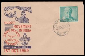 1963, Annie Besant Private FDC, 15nP., unrecorded in Thakkar. Fine, Scarce.