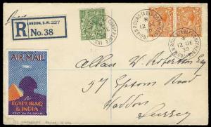 1930, Reregistered cover from London bearing 1/2p and two 2p tied by ”INDIA ROUND TABLE CO