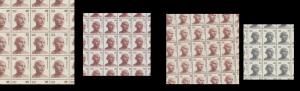 1974-83, Mahatma Gandhi Definitive Stamps, 4 stamp sheets of: Large Portrait, Die I type, 