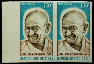 1969, Mali, Mahatma Gandhi, 150F, Imperf Pair, Jain#ML 1a. Fine, Scarce.