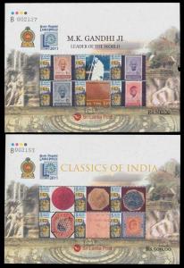 2010, Sri Lanka, Set of 2 Miniature Sheets issued during LANKA PHILEX, Classics of India a