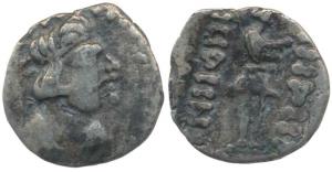 Kushanas, Heraios (c. 1-30 AD), Silver Obol (attic standard), 0.45g, diademed and draped b