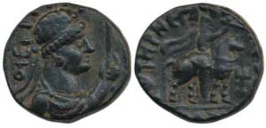 Kushanas, Soter Megas, alias Wima Takto, (c. 80-100 AD), Copper Unit, 8.36g, bust of the k