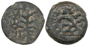 Anandas of Karwar (3rd century AD), Sivalananda, Lead Unit, 12.84g, 6 arched hill with Bra