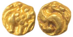 Western Gangas (10th- 11th century AD), Gold Gajapati ¼ Fanam, 0.10g, obv. caparisoned ele