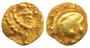 Western Gangas, Gold Gajapati Fanam, 0.38g, obv. caparisoned elephant to right; scroll wor