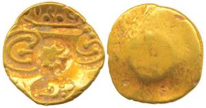 Yadavas of Devagiri, Mahadeva (c.1260-1270 AD), Gold Padma Tanka, 3.74g, five punches, lot