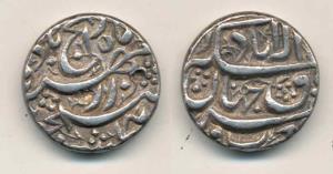 Akbar, Silver Rupee, 11.34g, Allahabad Mint, rebellion issue of Jahangir, mint name on top