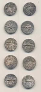 Jahangir as Salim, Silver Rupee (5), Ahmedabad Mint, 4 different Months, Tir, Isfandarmuz 