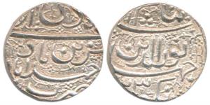 Jahangir, Silver Rupee, Ahmedabad Mint, Muzaiyan Couplet, Month Di, AH XX23, (KM 149.2). E