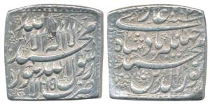 Jahangir, Silver Square Heavy Rupee or Jahangiri, 13.2g (20% overweight), Lahore Mint, AH 