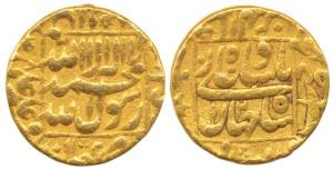 Shah Jahan, Gold Mohur, 10.80g, Patna Mint, RY 12, legend within square area, mint name in